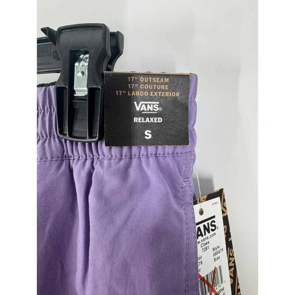 Vans Mens Primary Solid Elastic Boardshorts Purple Relaxed Fit Size Small NWT